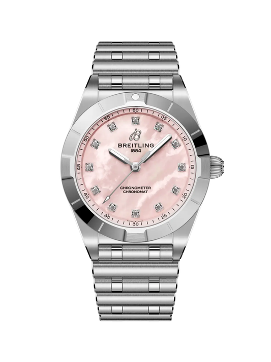 Breitling Chronomat 28 with Steel Bracelet & Pink Mother of Pearl Dial