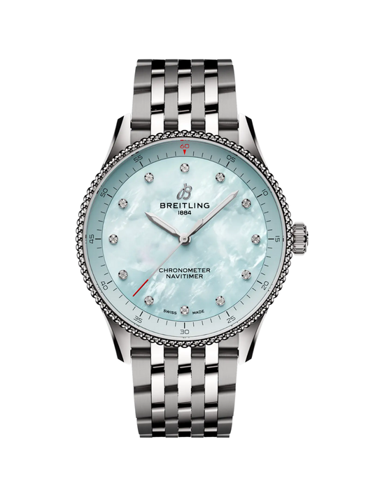 Breitling Navitimer 32 with Steel Bracelet & Blue Mother of Pearl Dial