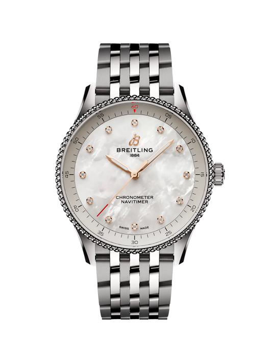 Breitling Navitimer 32 with Steel Bracelet & White Mother of Pearl Dial