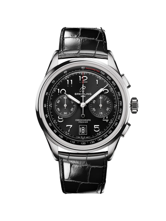 Breitling Premier B01 Chronograph 42 with Black Leather Strap & Black Dial