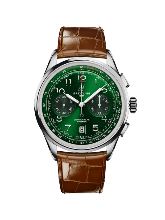Breitling Premier B01 Chronograph 42 with Brown Leather Strap & Green Dial
