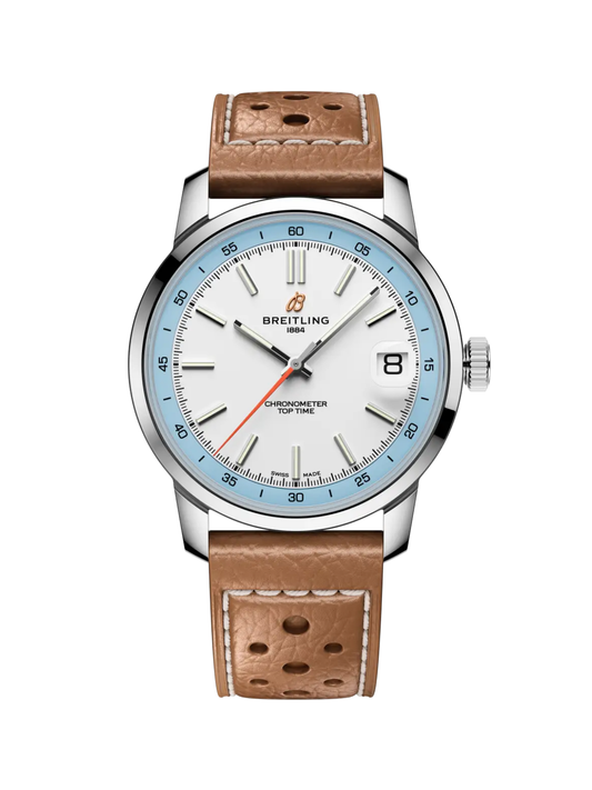 Breitling Top Time B31 38mm with Brown Leather Strap & White Dial