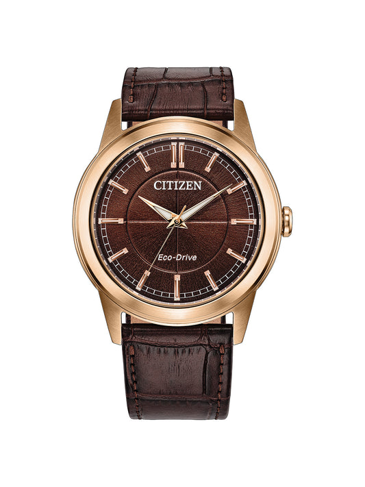Citizen Eco-Drive Rolan 41mm with Brown Leather Strap & Brown Dial