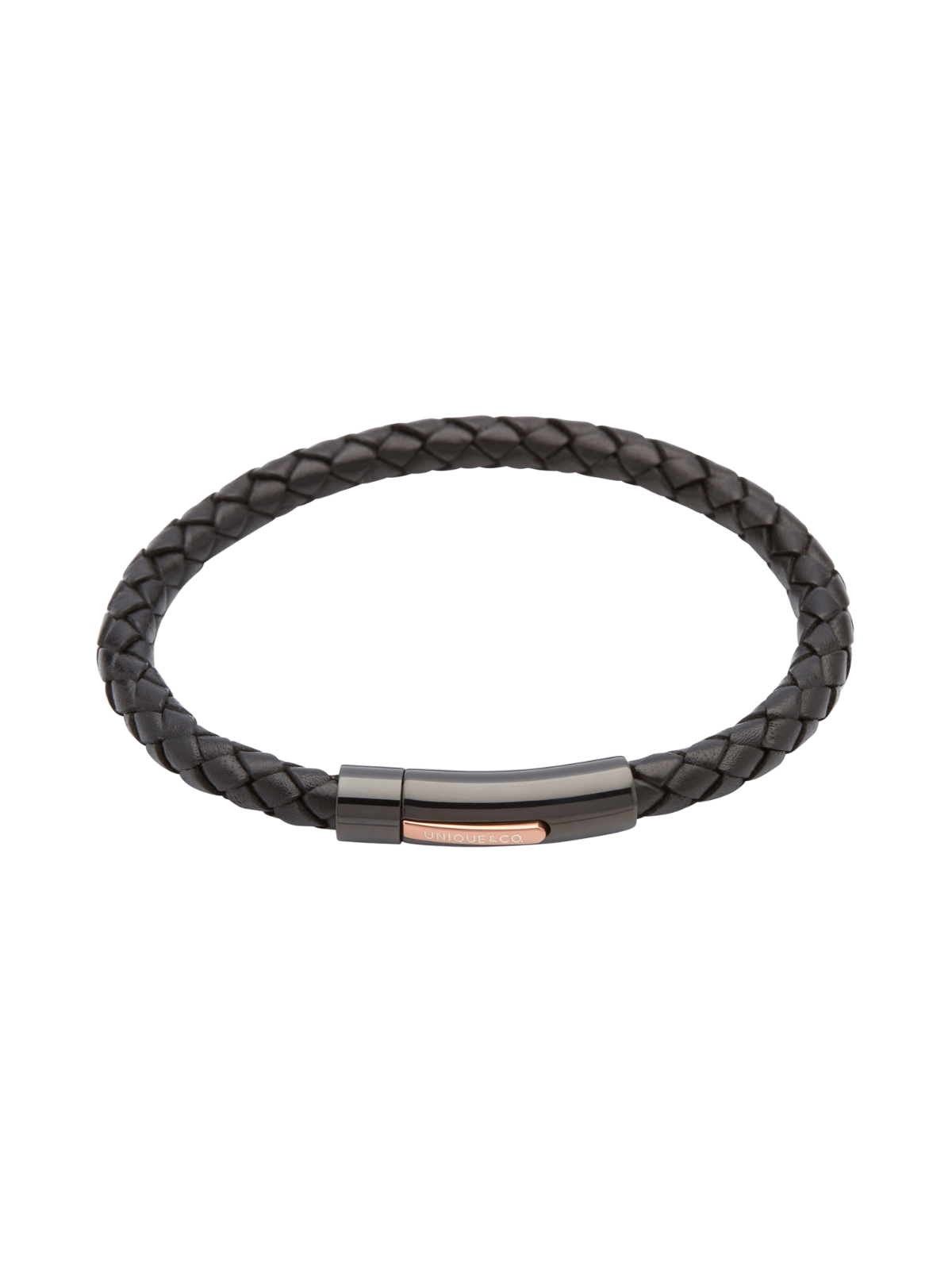 Unique & Co. 21cm Black Leather Bracelet