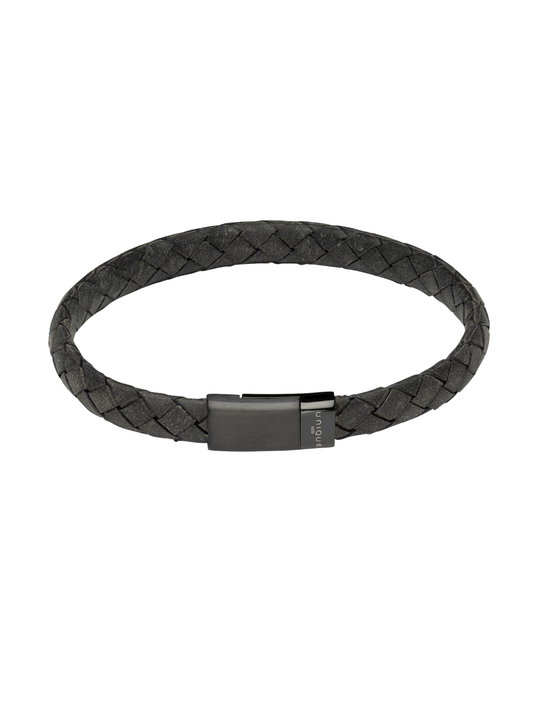 Unique & Co. 21cm Antique Black Leather Bracelet