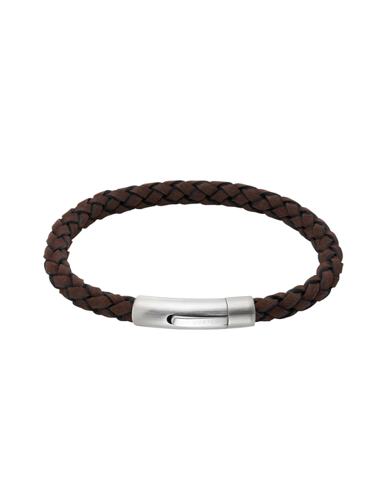 Unique & Co. 21cm Dark Brown Leather Bracelet with Steel Clasp