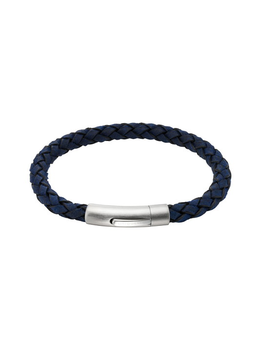 Unique & Co. 21cm Royal Blue Leather Bracelet with Steel Clasp