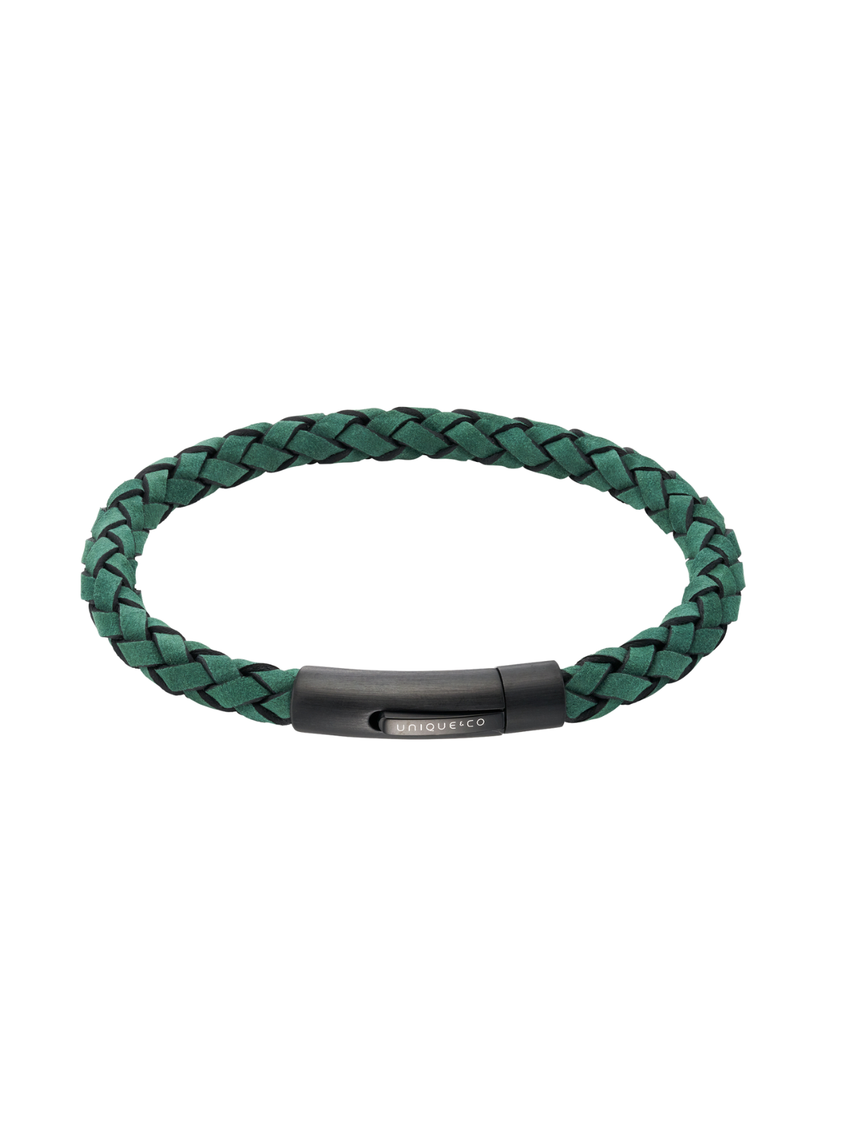 Unique & Co. 21cm Green Suede Leather Bracelet with Steel Clasp