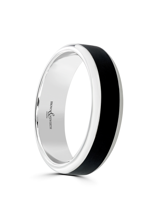 5mm 9ct White Gold & Black Ceramic Wedding Ring