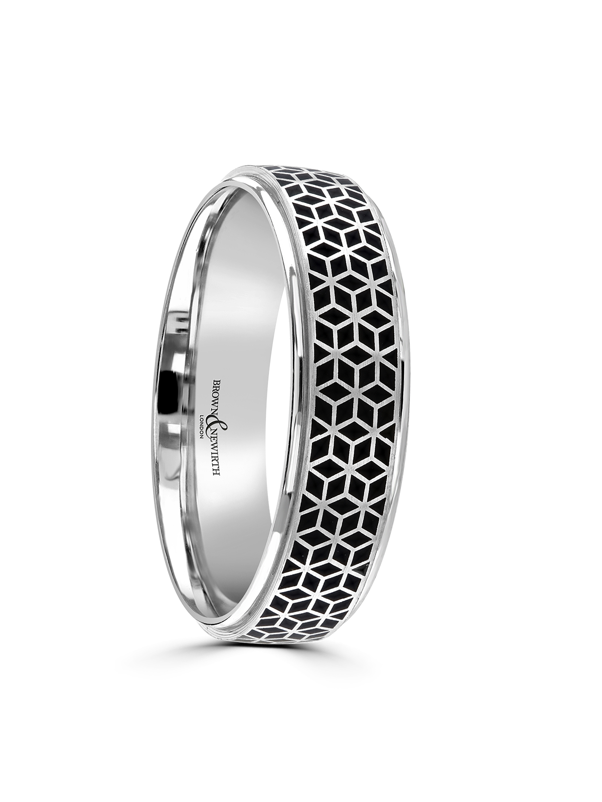 5mm 9ct White Gold & Black Ceramic Wedding Ring