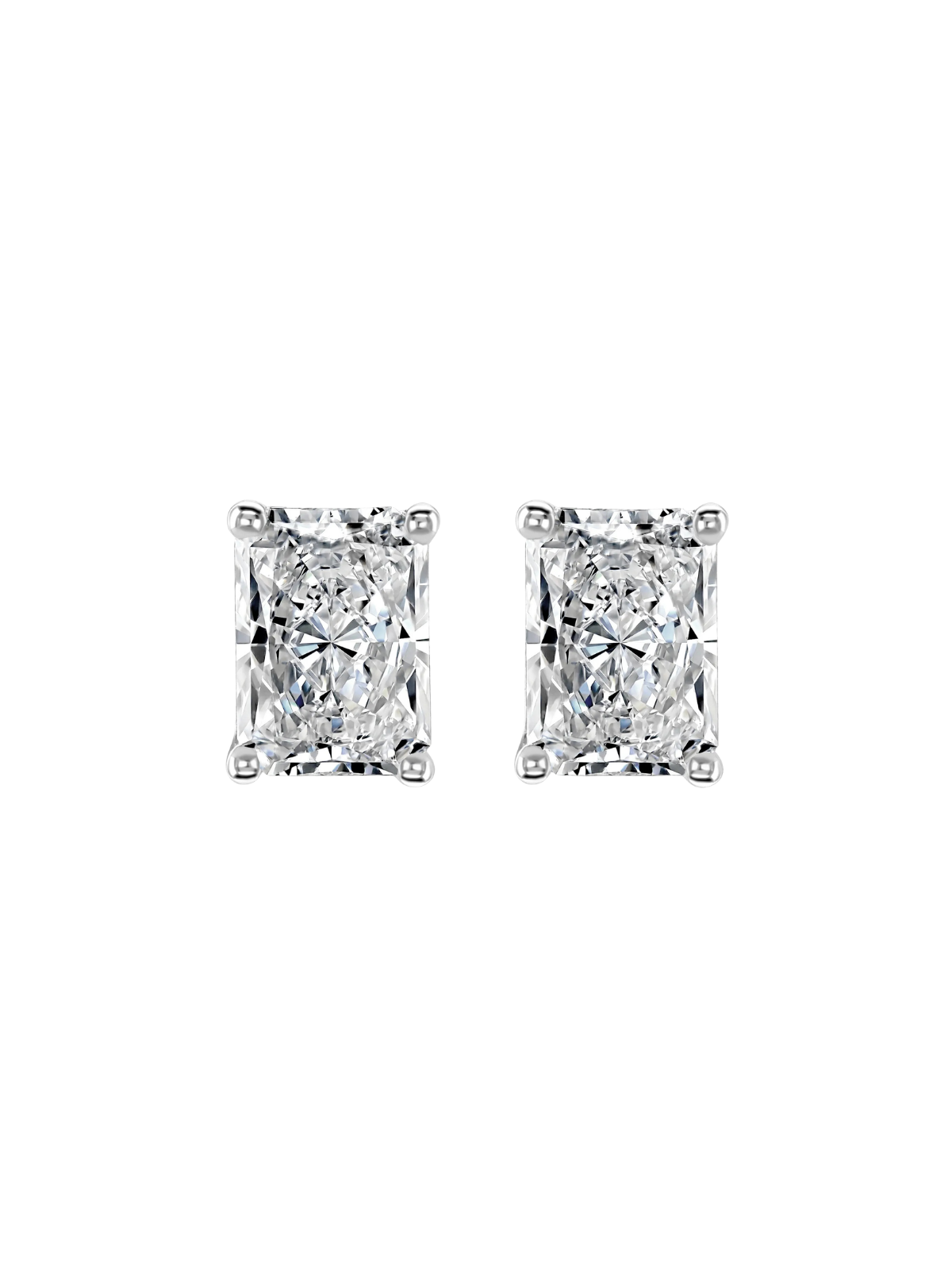 Lab Grown Diamond Solitaire Stud Earrings with 0.75ct of Radiant Cut Diamonds in 9ct White Gold