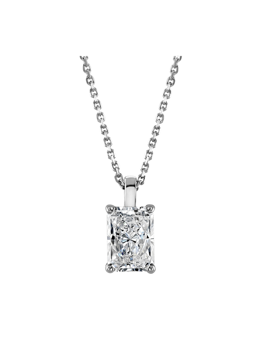 Lab Grown Diamond Solitaire Pendant with 0.75ct Radiant Cut Diamond in 9ct White Gold