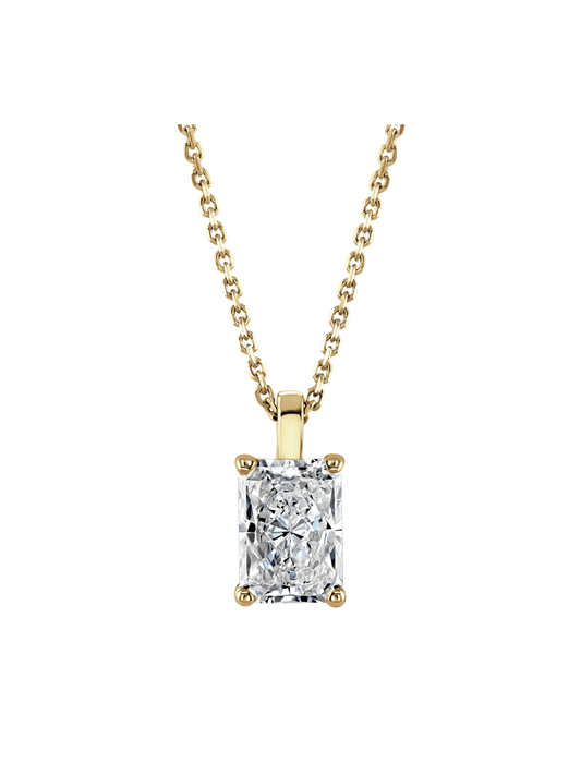 Lab Grown Diamond Solitaire Pendant with 0.75ct Radiant Cut Diamond in 9ct Yellow Gold