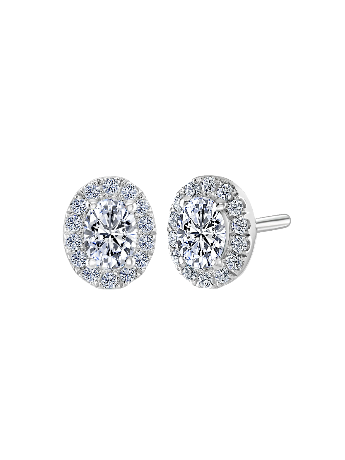 Lab Grown Diamond Halo Stud Earrings with 0.80ct of Oval & Round Brilliant Diamonds in 9ct White Gold