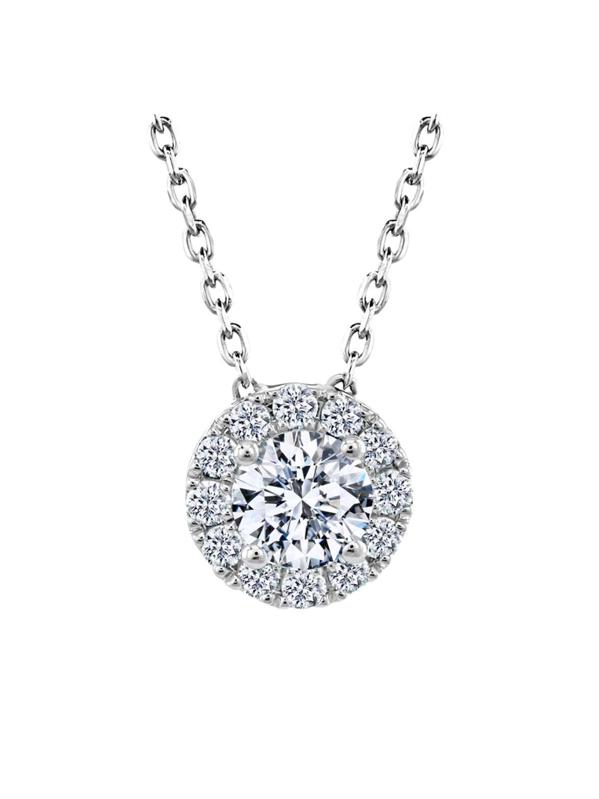 Lab Grown Diamond Halo Pendant with 0.70ct of Round Brilliant Diamonds in 9ct White Gold