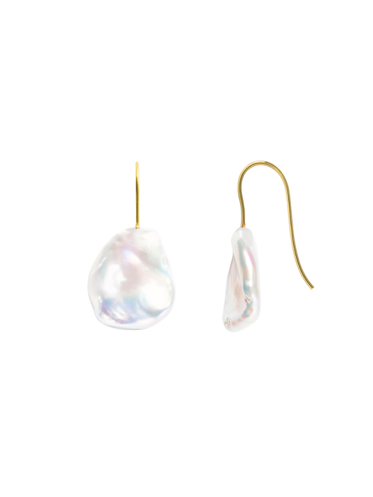 Ora Pearls Archi Flat Baroque Pearl Hook Earrings - Gold EHKFBQG