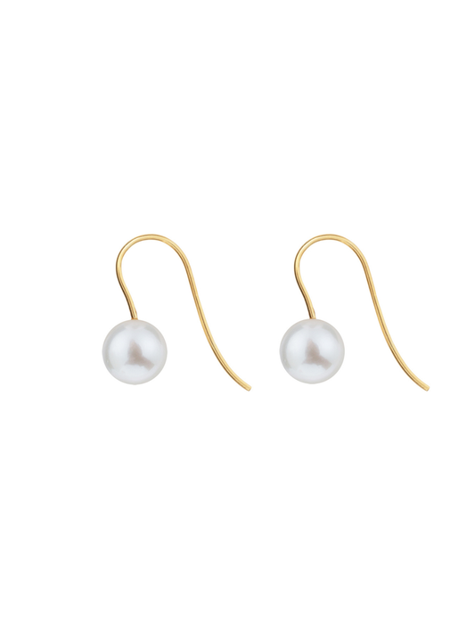 Ora Pearls Archi Round Pearl Hook Earrings - Medium - Gold EHKWMG