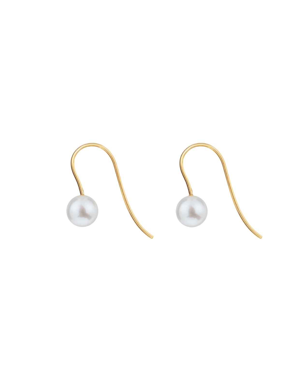 Ora Pearls Archi Round Pearl Hook Earrings - Small - Gold EHKWSG
