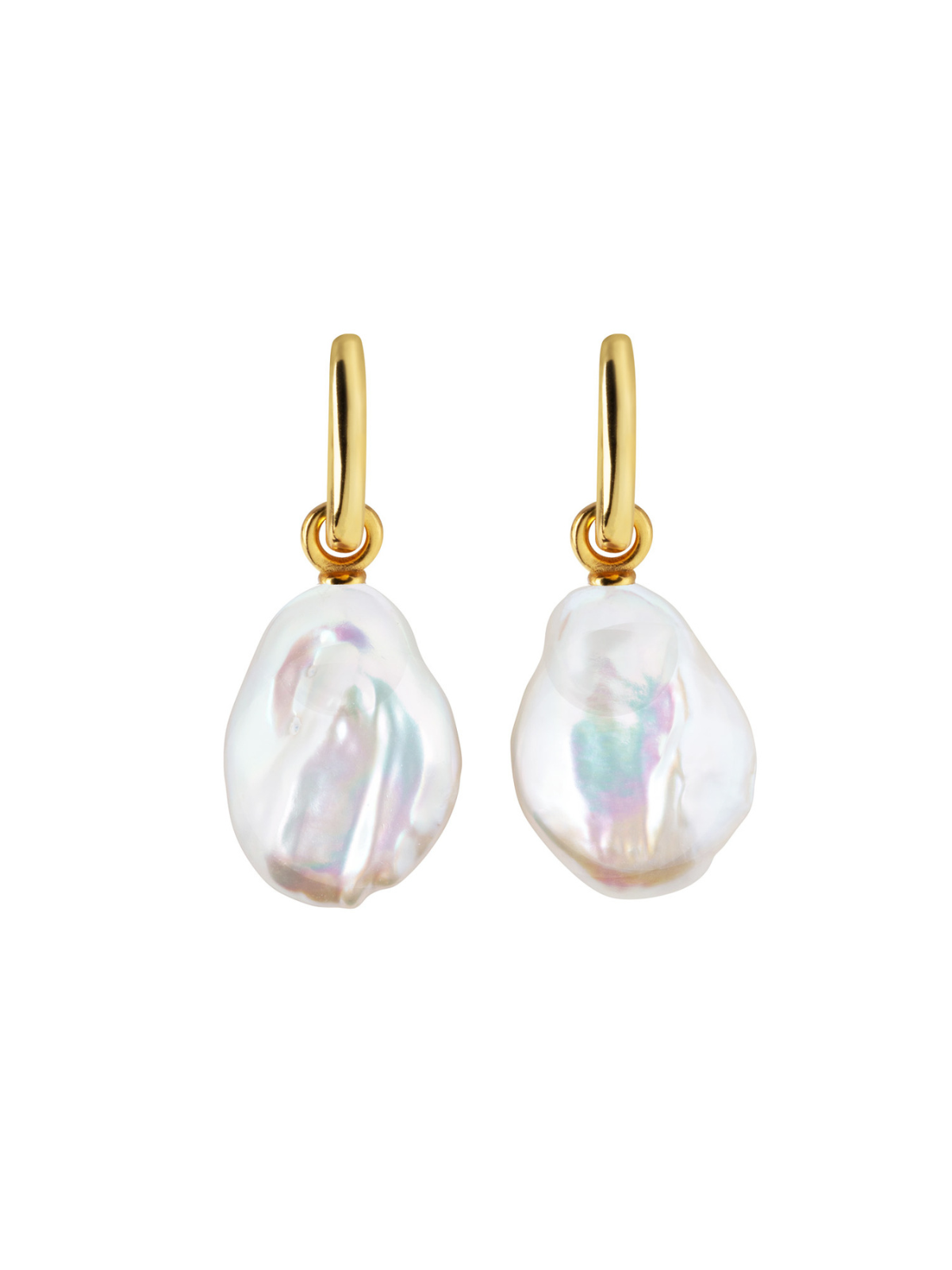 Ora Pearls Aetia Flat Baroque Pearl Hoop Earrings - Gold EHPSQFBQG