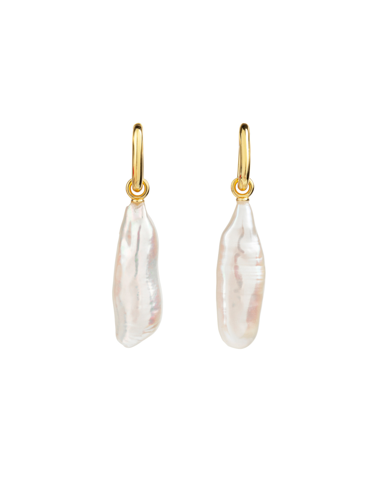 Ora Pearls Aetia Long Baroque Pearl Hoop Earrings - Gold EHPSQLBQG