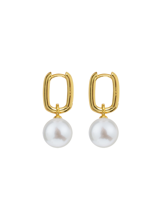 Ora Pearls Aetia Round Pearl Hoop Earrings - Large - Gold EHPSQWLGV