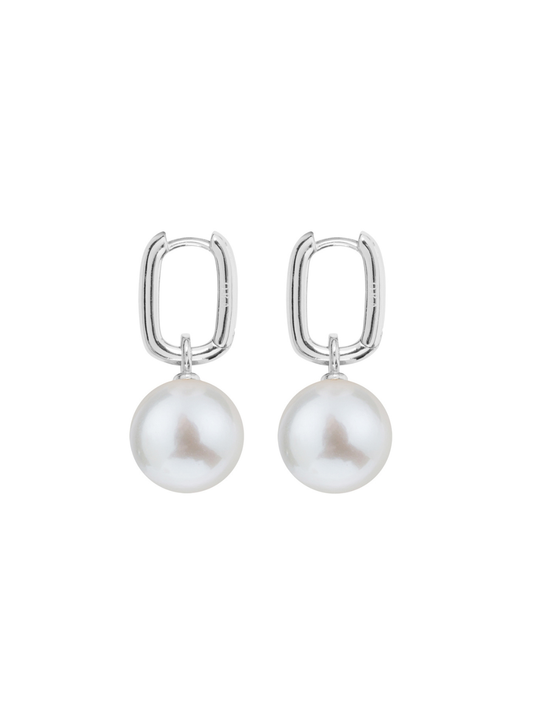 Ora Pearls Aetia Round Pearl Hoop Earrings - X Large - Silver EHPSQWXLSS