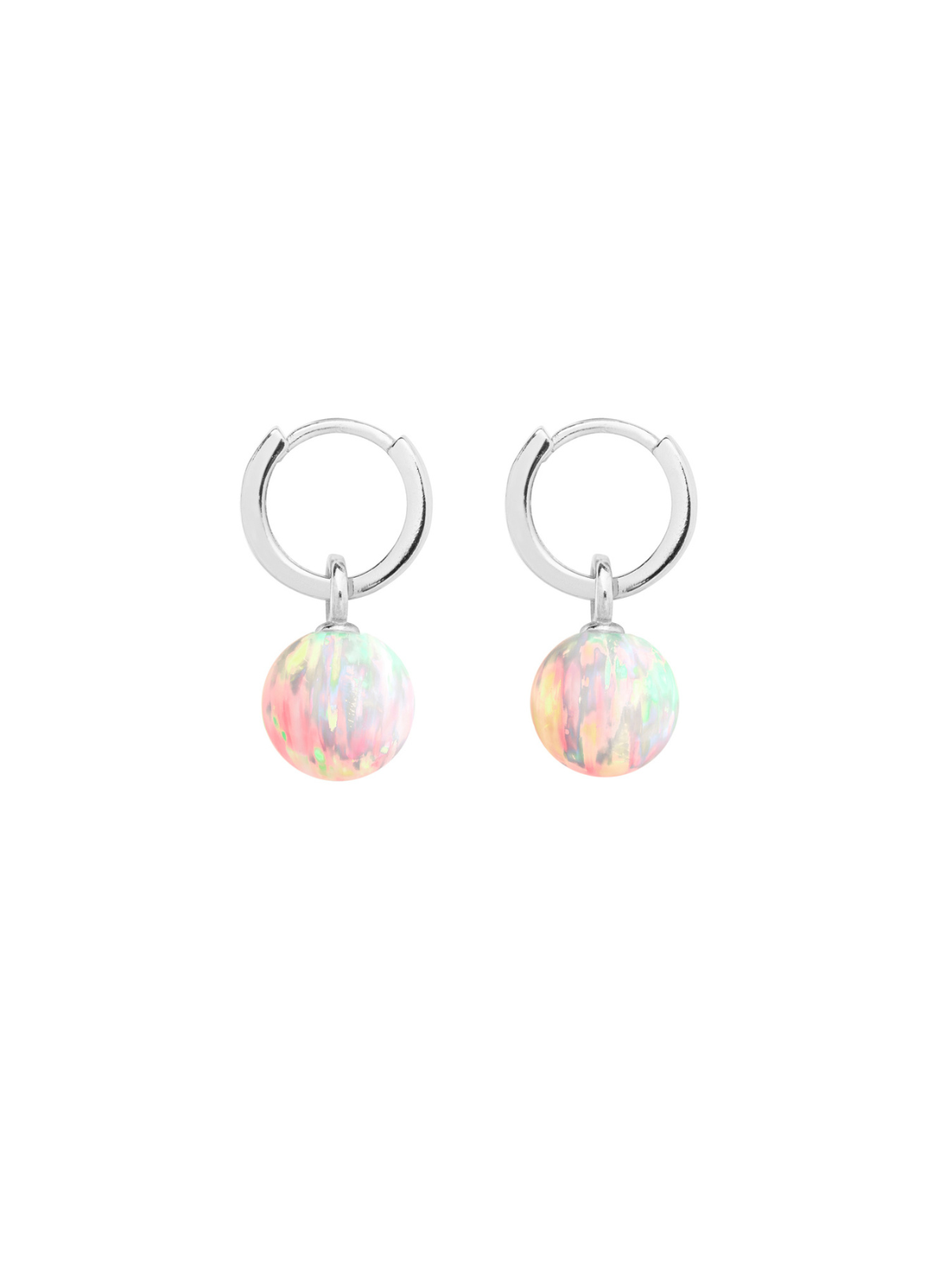 Ora Pearls Sun Opal Hoop Earrings - Silver EHPSUNSS