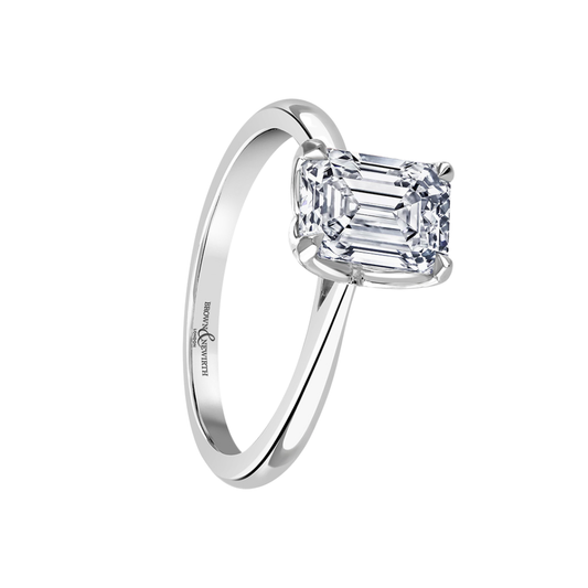 Lab Grown Diamond Solitaire Ring with 2.00ct Emerald Cut Diamond in Platinum
