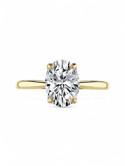 Lab Grown Diamond Solitaire Engagement Ring 2.00ct Oval Cut Ring in 18ct Yellow Gold