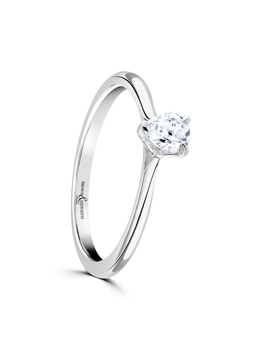 Diamond Solitaire Engagement Ring 0.30ct Pear Cut in Platinum