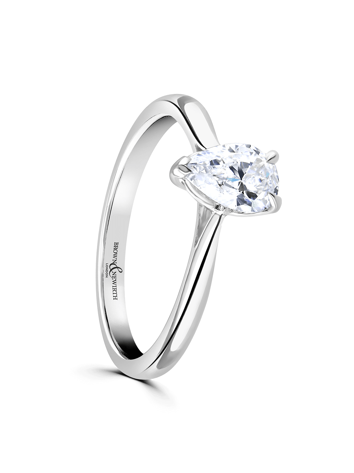 Diamond Solitaire Engagement Ring 0.70ct Pear Cut in Platinum
