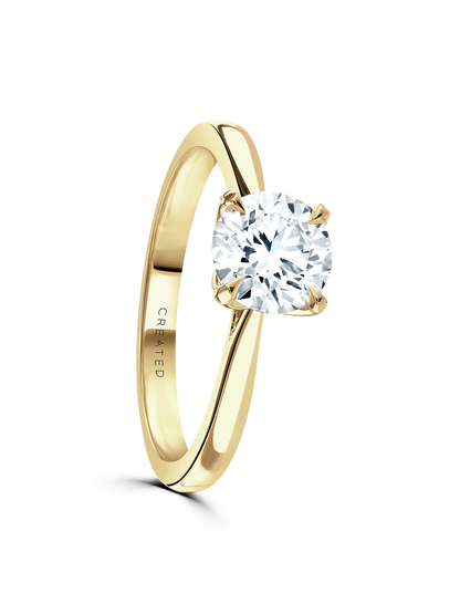 Lab Grown Diamond Solitaire Engagement Ring 1.00ct Round Brilliant Cut in 18ct Yellow Gold