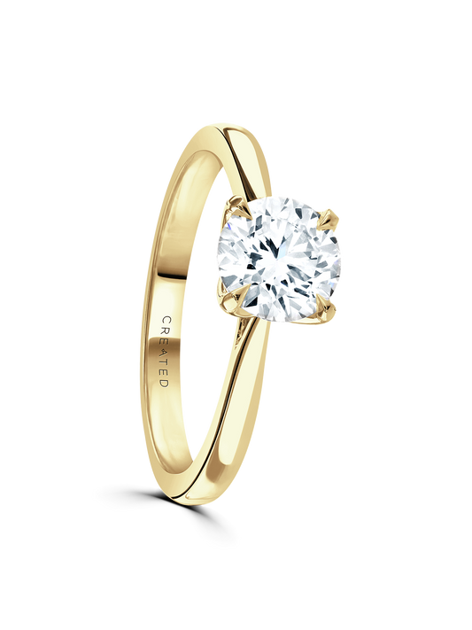 Lab Grown Diamond Solitaire Engagement Ring 1.00ct Round Brilliant Cut in 18ct Yellow Gold