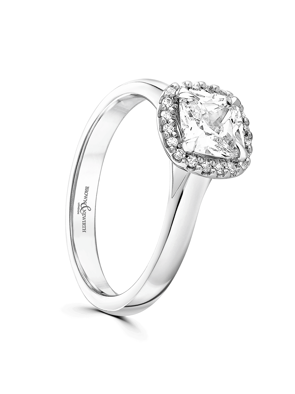 Diamond Halo Engagement Ring 1.00ct Cushion Cut in Platinum