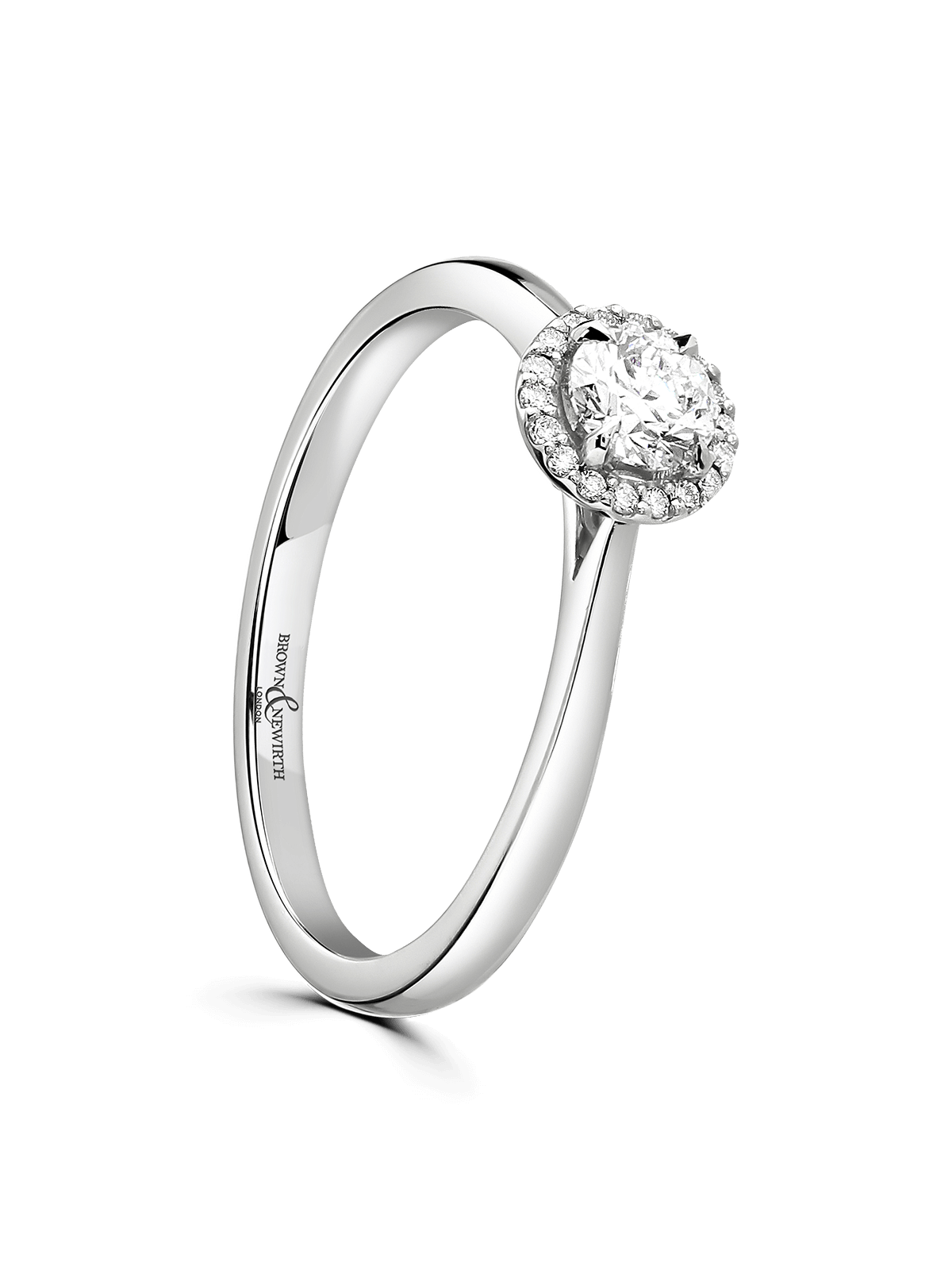Diamond Halo Engagement Ring 0.25ct Brilliant Cut in Platinum