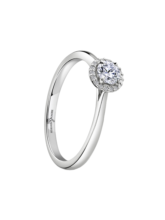 Lab Grown Diamond Halo Ring with 0.25ct Round Brilliant Centre & 0.07ct Diamond Halo in Platinum