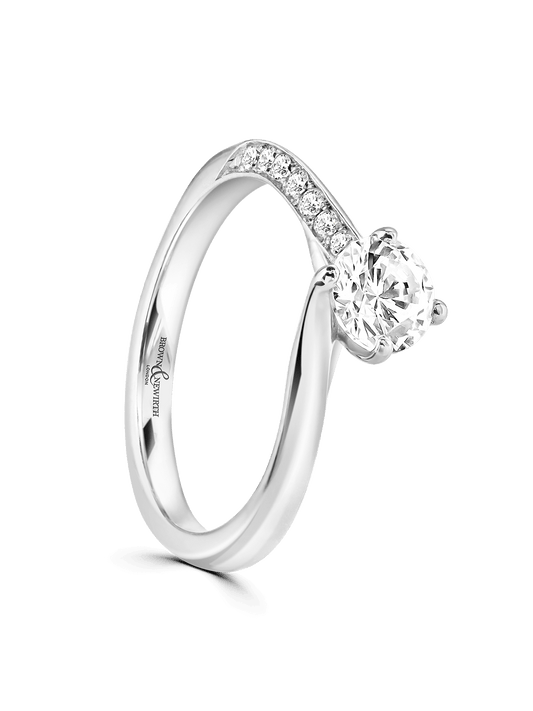 Brown & Newirth Alice 0.50ct Brilliant Cut Certificated Diamond Solitaire Engagement Ring in Platinum with Diamond Set Shoulders
