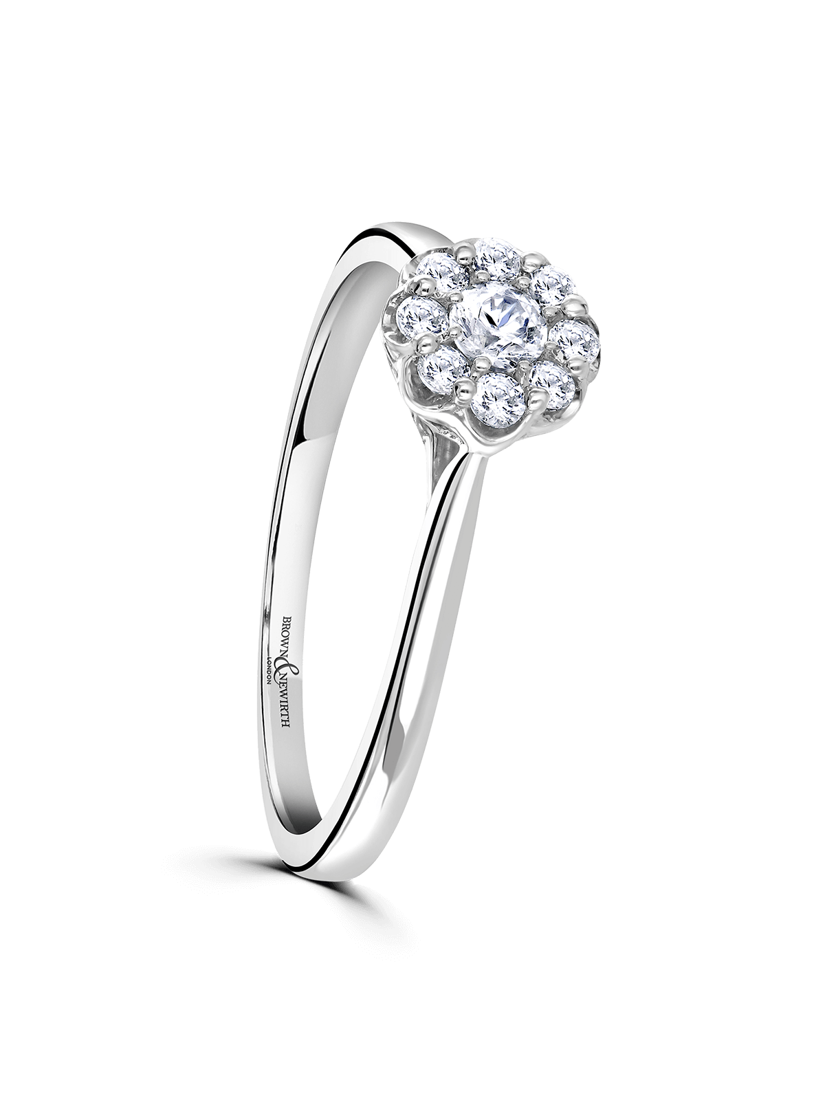 Brown & Newirth Margaret 0.25ct Brilliant Cut Diamond Cluster Engagement Ring in 9ct White Gold