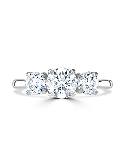 Lab Grown Diamond Three Stone Ring 1.80ct Brilliant Cut in Platinum
