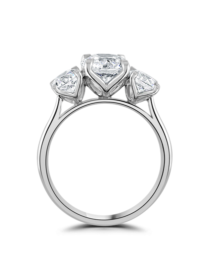 Lab Grown Diamond Three Stone Ring 2.50ct Brilliant Cut in Platinum