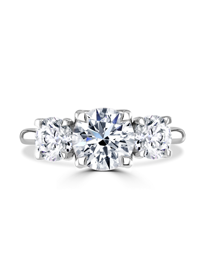 Lab Grown Diamond Three Stone Ring 2.50ct Brilliant Cut in Platinum