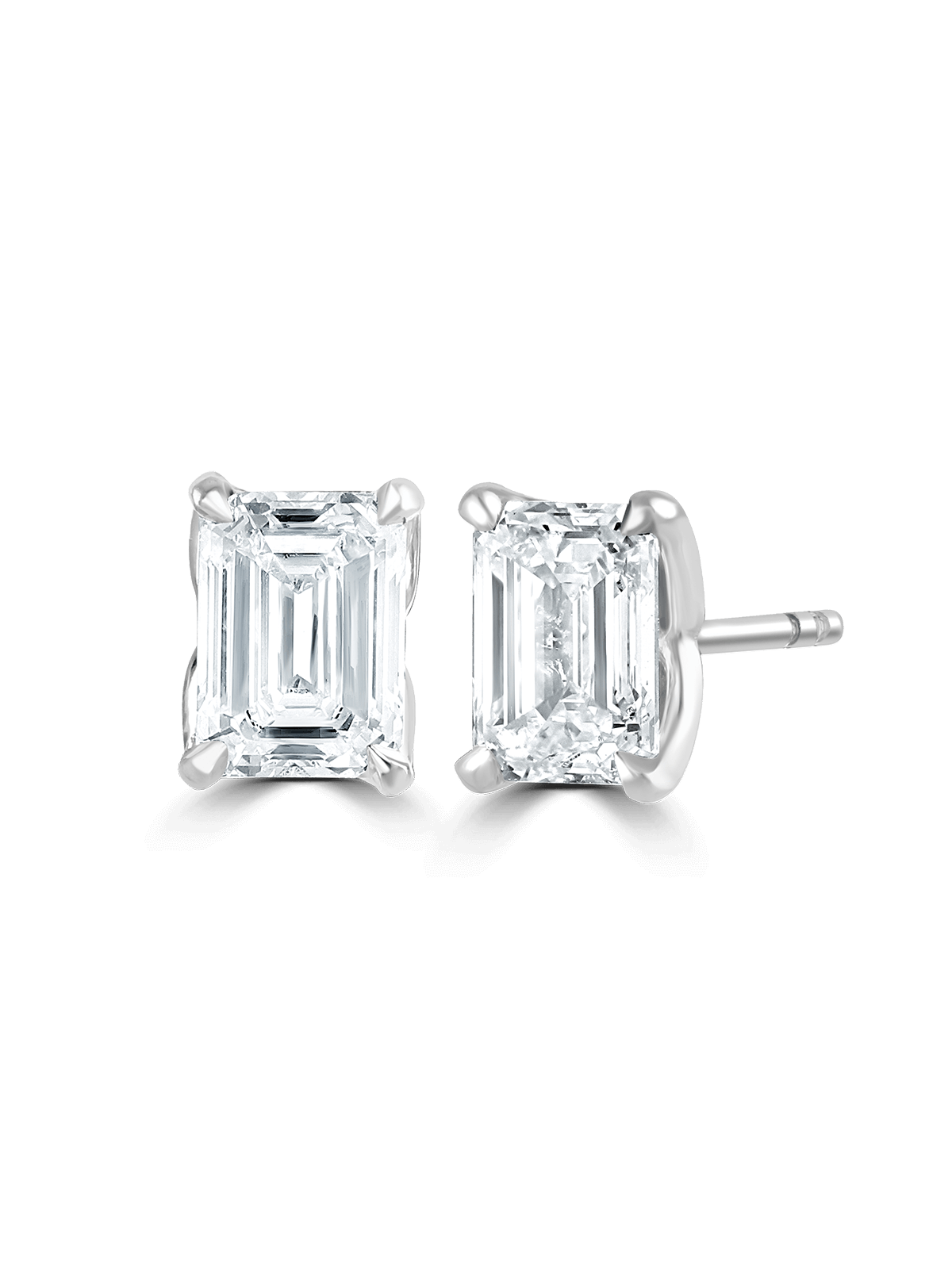 Lab Grown Diamond Stud Earrings 2.00ct Emerald Cut in Platinum