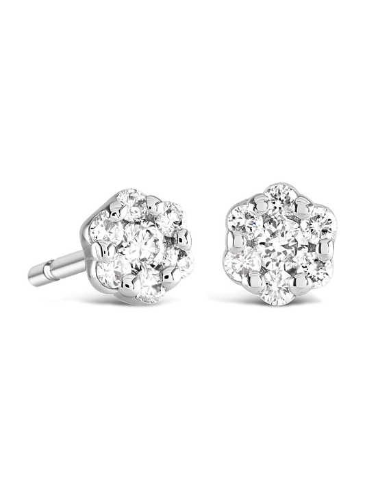Brown & Newirth Bella 0.15ct Brilliant Cut Diamond Cluster Earrings in 9ct White Gold