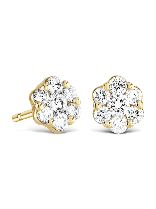 Brown & Newirth Bella 0.30ct Brilliant Cut Diamond Cluster Earrings in 9ct Yellow Gold