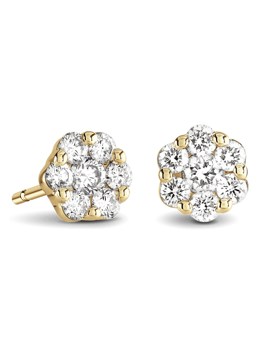 Brown & Newirth Bella 0.50ct Brilliant Cut Diamond Cluster Earrings in 9ct Yellow Gold