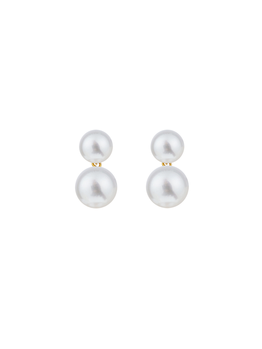 Ora Pearls Duet Pearl Stud Earrings - Large - Gold ESDLWG