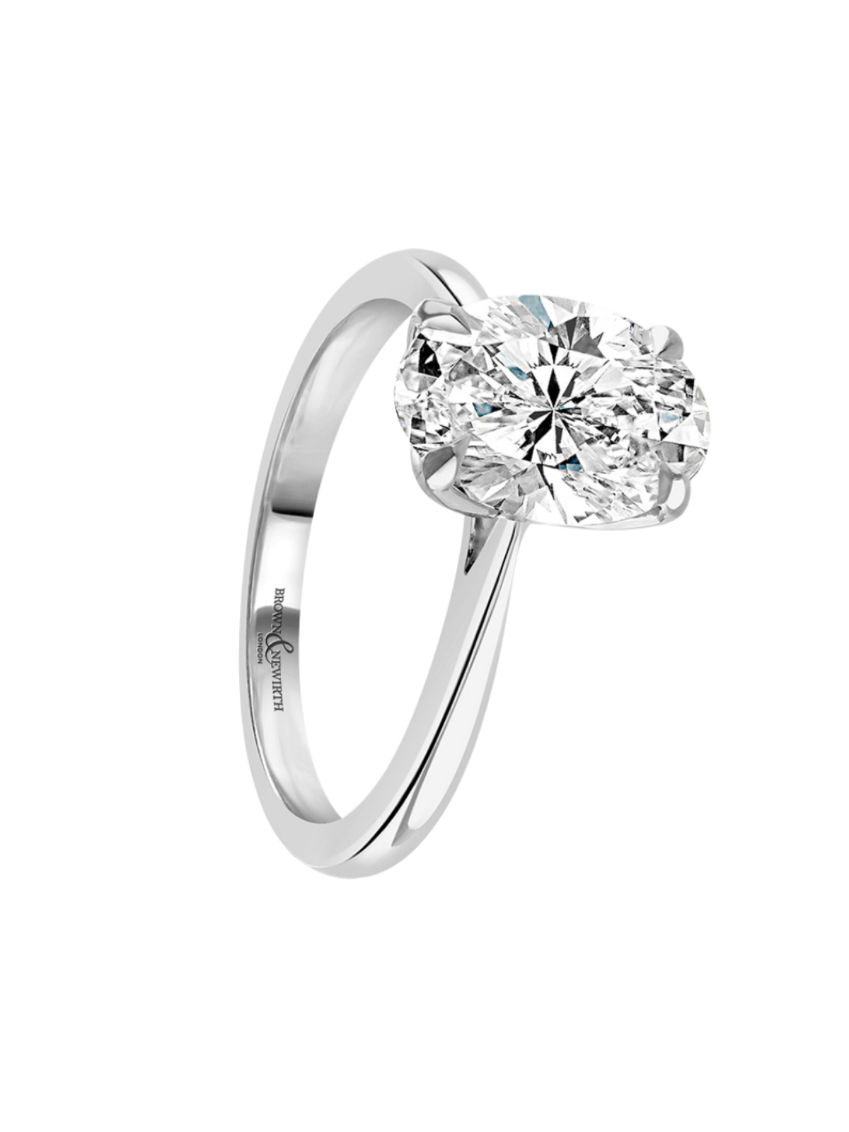 Lab Grown Diamond Solitaire Ring with 3.00ct Oval Cut Diamond in Platinum