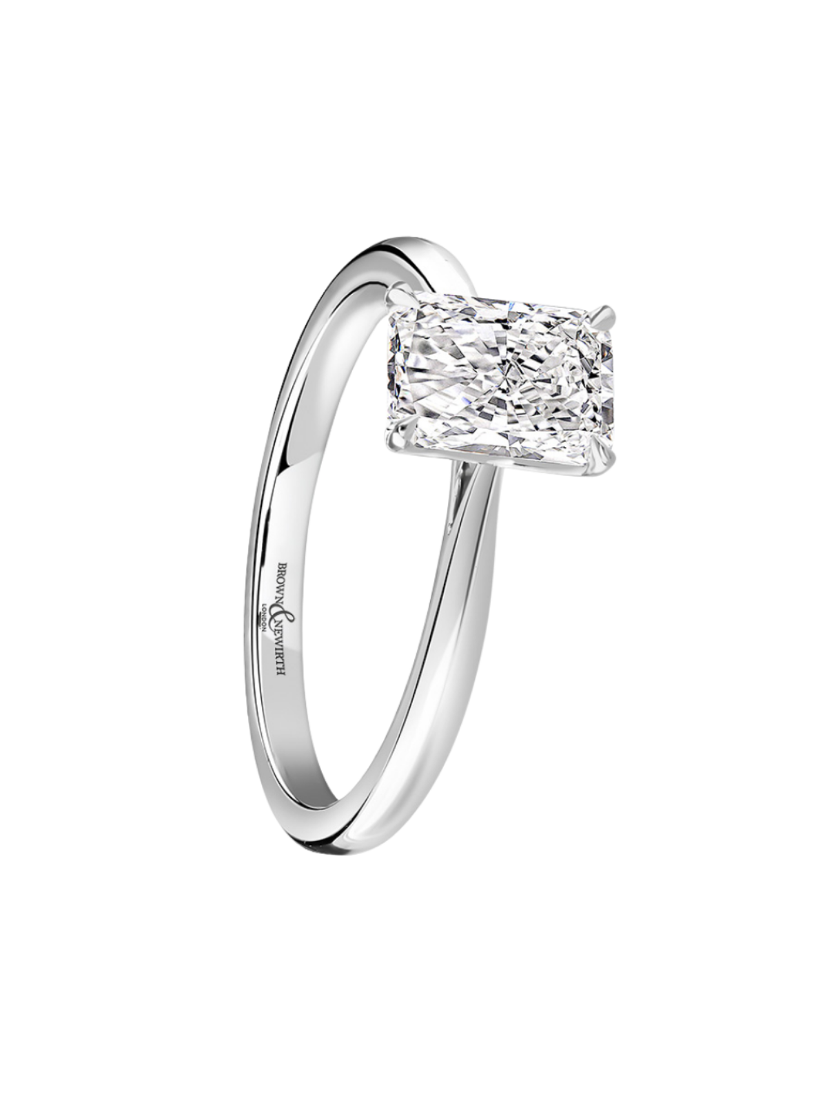 Lab Grown Diamond Solitaire Ring with 1.00ct Radiant Cut Diamond in Platinum