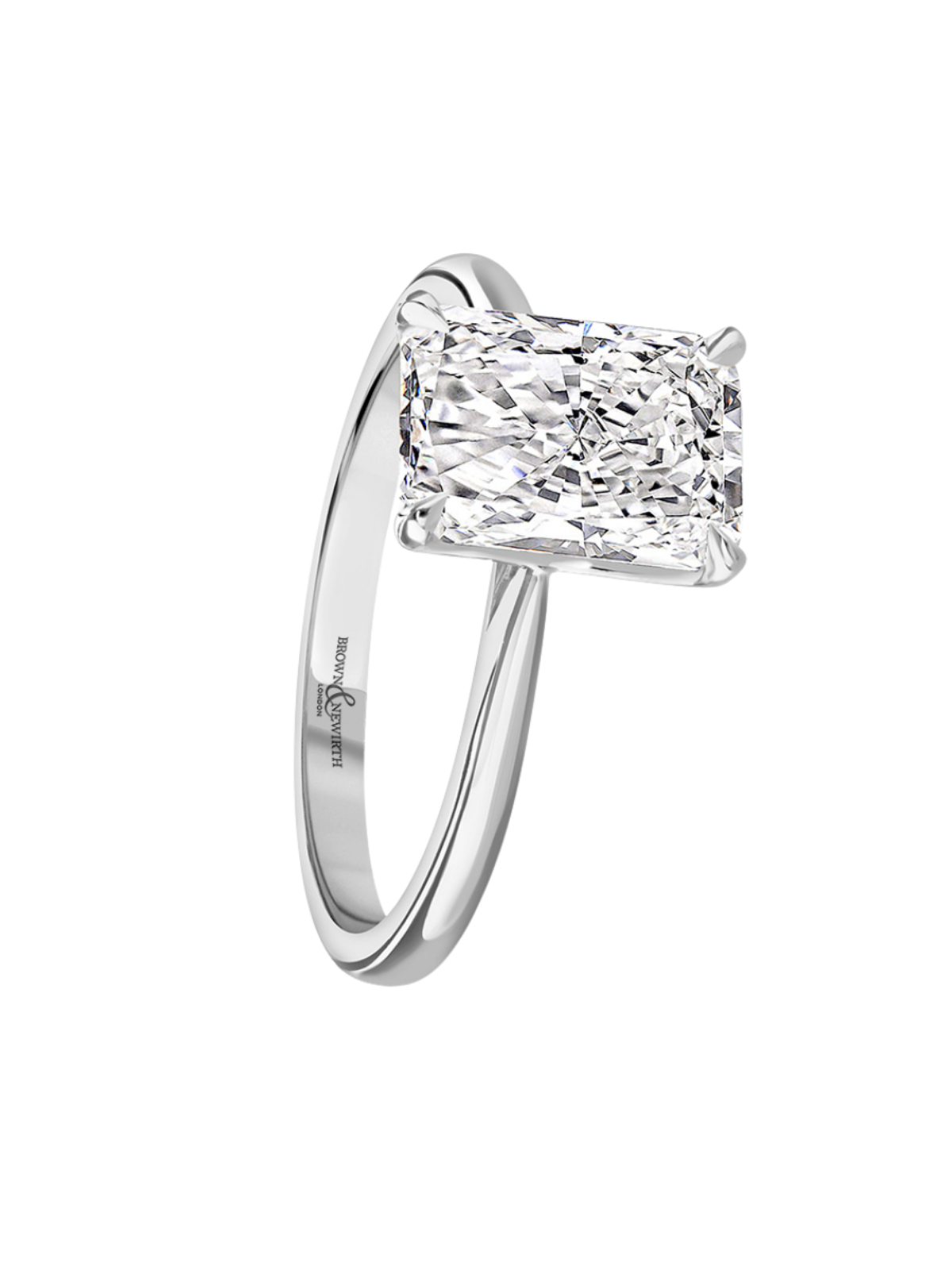 Lab Grown Diamond Solitaire Ring with 3.00ct Radiant Cut Diamond in Platinum