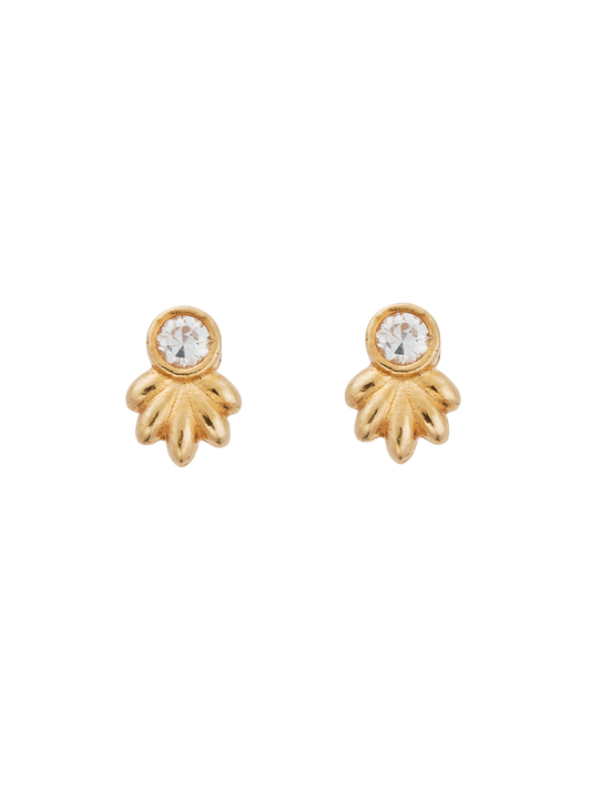 ChloBo Glistening Flower Bud Stud Earrings in Gold Plating